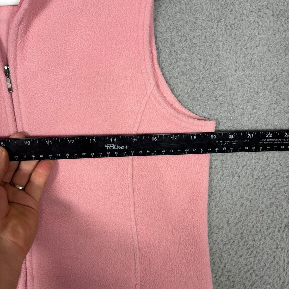 LL Bean Vest Womens M Pink 259068 Fleece Full Zip Mock Neck Pockets Stretch - Picture 6 of 7